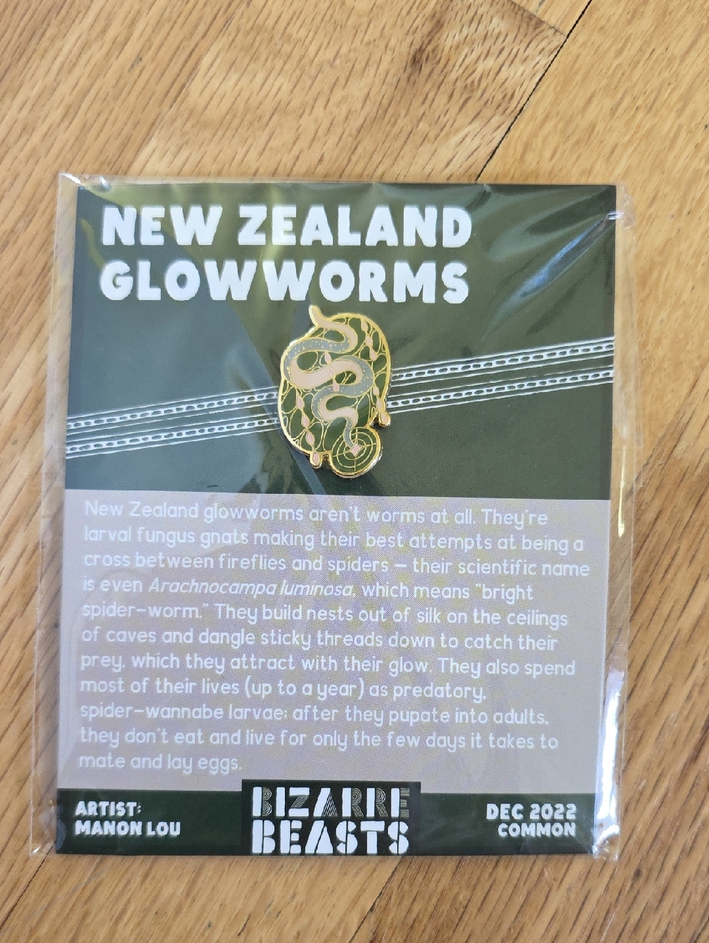 Bizarre Beasts Enamel Pin Common December 2022 New Zealand Glowworms